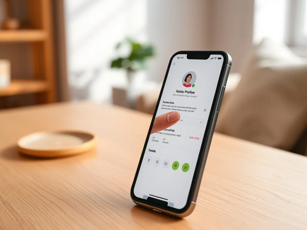 Telefon z otwartym profilem w mediach społecznościowych, dłoń sięga do zdjęcia profilowego, gotowa do jego zmiany.